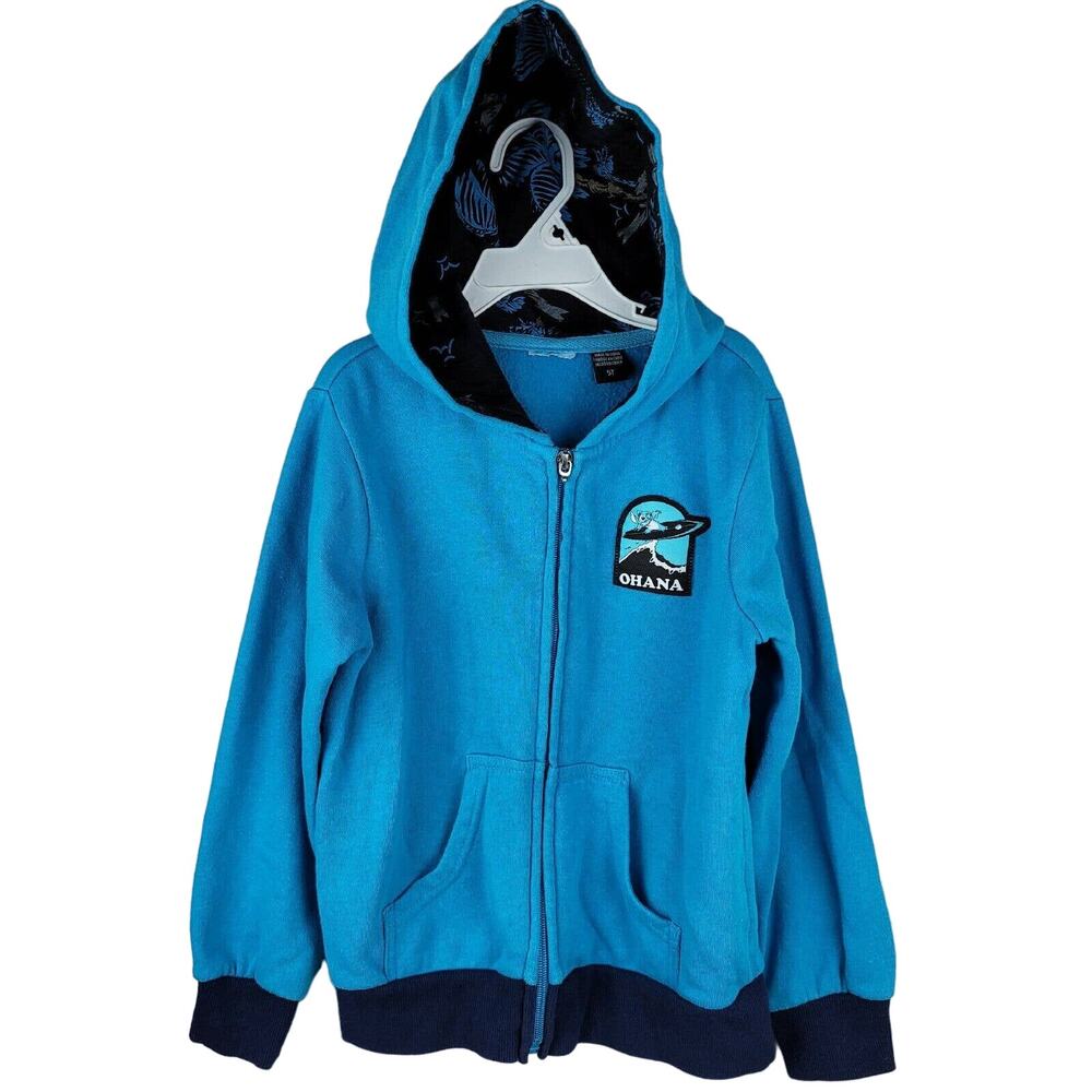 Lilo Stitch Toddler Jacket 5T Ohana Patch Hood Print Pockets Disney Mad Engine